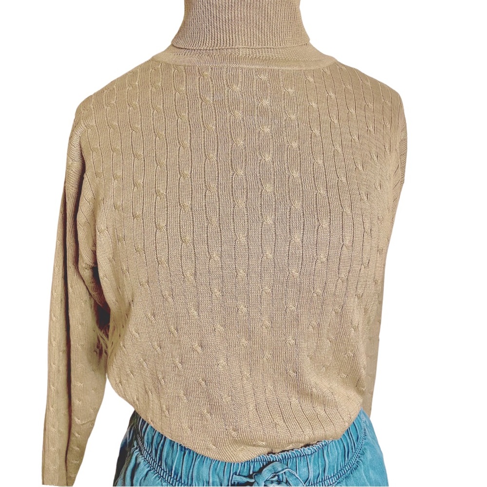 Cable Knit Silk Turtleneck Sweater